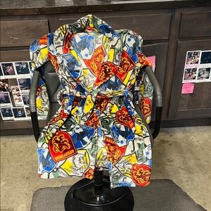 Vibrant Kids Pajama Robe with Fun Crest Design